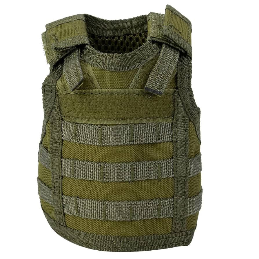 Mini Gilet Isotherme Pour Canettes/Bouteilles - Brassière Bière Réglable - Garde Boissons Chaudes Ou Froides - Noir/Army