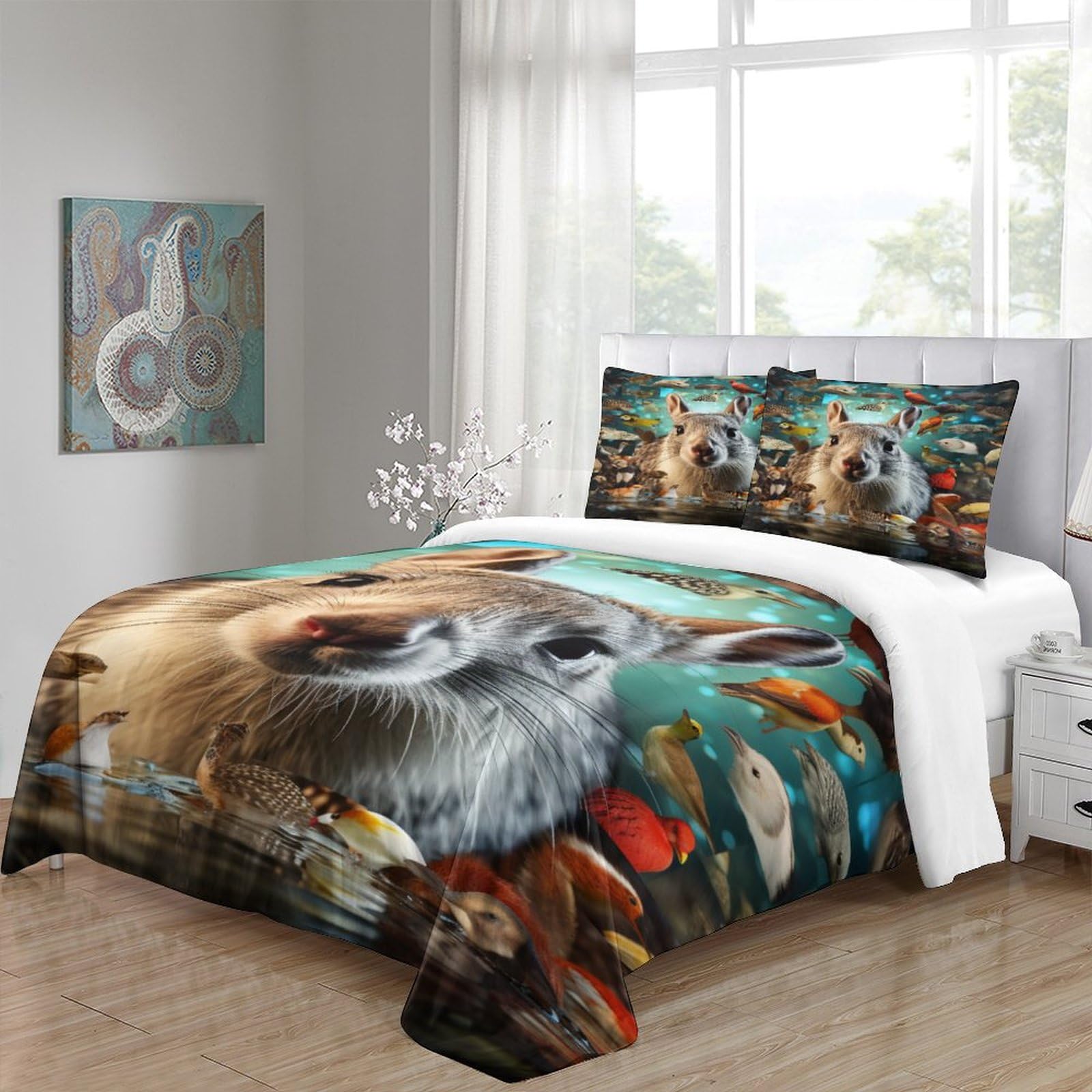 Housse De Couette Rat Fancy – 3 Pièces Microfibre Douce – Taille Double 200x200cm
