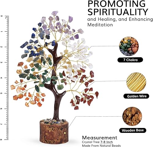Miniatura 2 de NARIBABU Árbol de los siete chakras, árbol de la vida de cristal, decoración de Feng Shui, piedras de chakra, cristales curativos para la buena