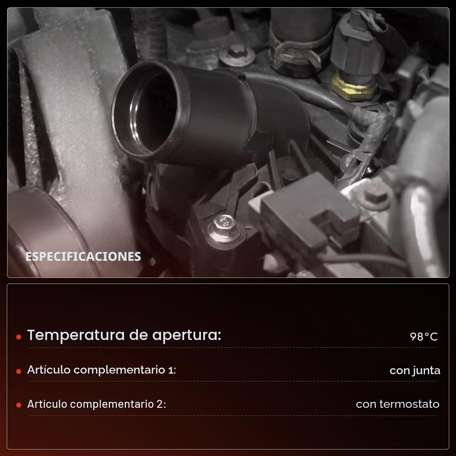 Frankberg Termostato de refrigerante 98°C 9804160380 | Compatible con: Autobús Zafira Life K0, Furgoneta C-Max II, Grandland X A18 P1UO, 308 II L3 LB LH LP LW