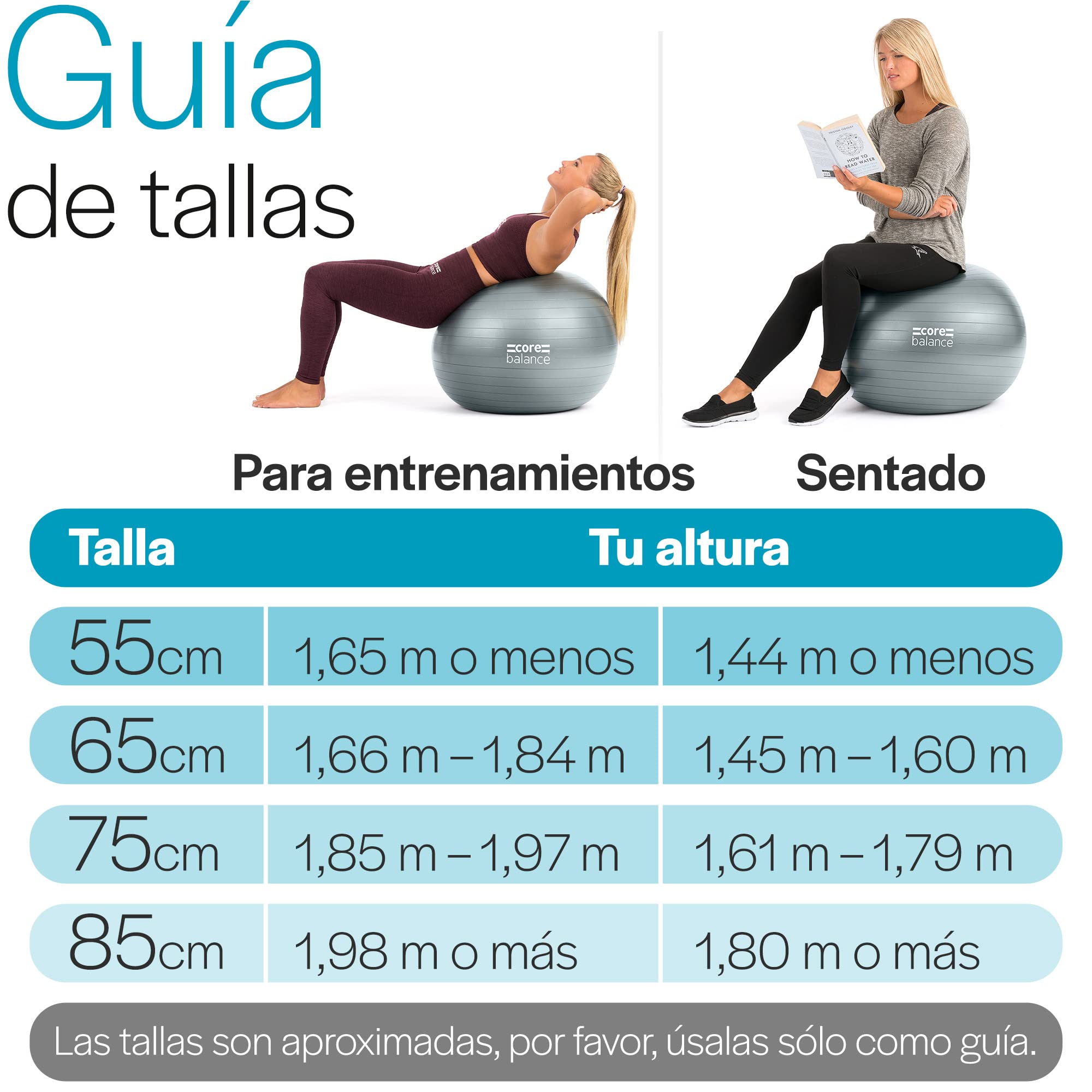 Pelota de Pilates Fitball 55cm 65cm 75cm 85cm con Hinchador