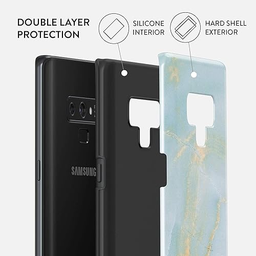 Miniatura 2 de BURGA Funda para teléfono compatible con Samsung Galaxy Note 9, carcasa rígida híbrida de 2 capas + funda protectora de silicona, color azul cielo,