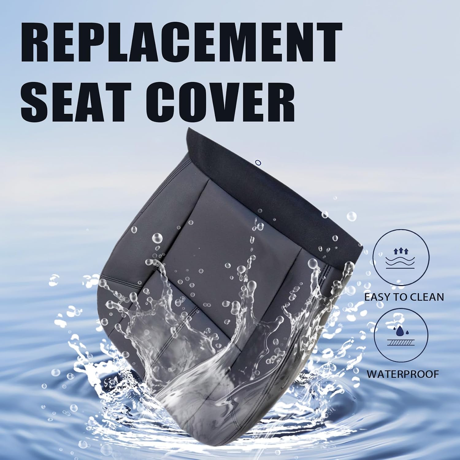 Priprilod Black Driver and Passenger Bottom & Top Lean Back & Driver Foam Cushion Replacement Seat Cover Fit for Chevy Silverado Tahoe Suburban Avalanche GMC Sierra Yukon XL 2007-2014