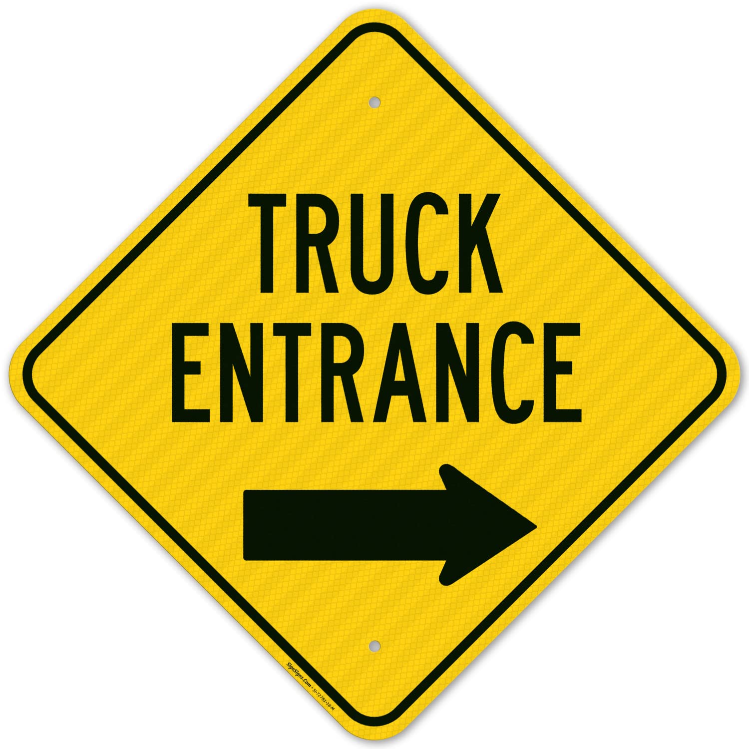 Truck Entrance with Right Arrow Sign, 18x18 Inches, 3M AEGP Reflective.063 Aluminum, Fade Resistant, Made in USA