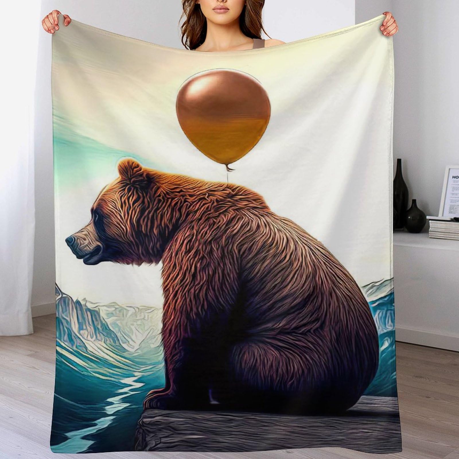 Couverture polaire en flannel ours contre le froid du salon 180x200cm
