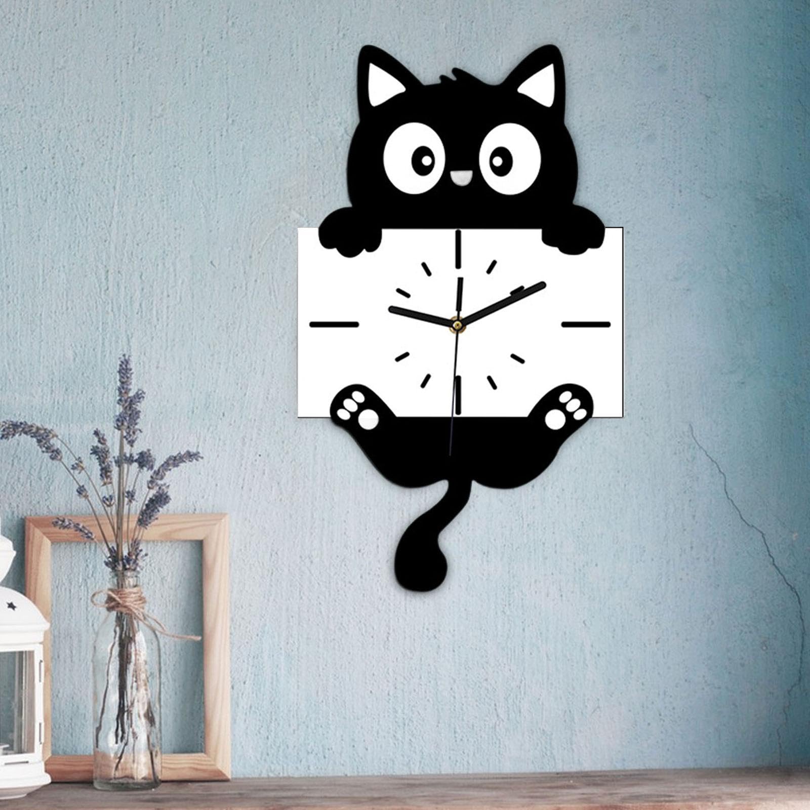 Amazon.co.jp: LDDIFHWW 猫の形をした 壁掛け時計（カチカチ音なし