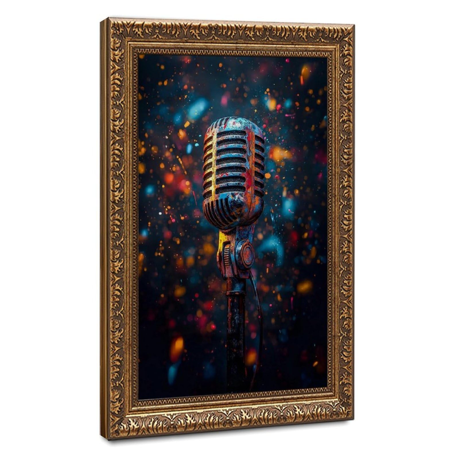 Bareronor Microphone Graffiti Canvas Poster for Living Room Decor Gift