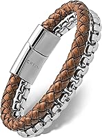 Vista 9 de RTZN® Brown Leather Bracelet for Men – Premium Artisan Handcrafted Mens Leather Bracelet – Multi-Stand Mens Bracelet Leather Collection Beaded