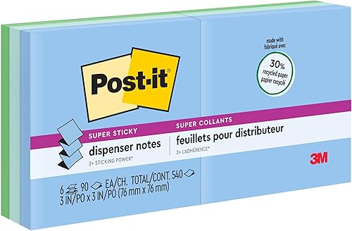 Post-it Notas emergentes superadhesivas 3 x 3 pulgadas 6 blocs 2 veces el poder de adherencia poptimista colores brillantes reciclables R330-6SST