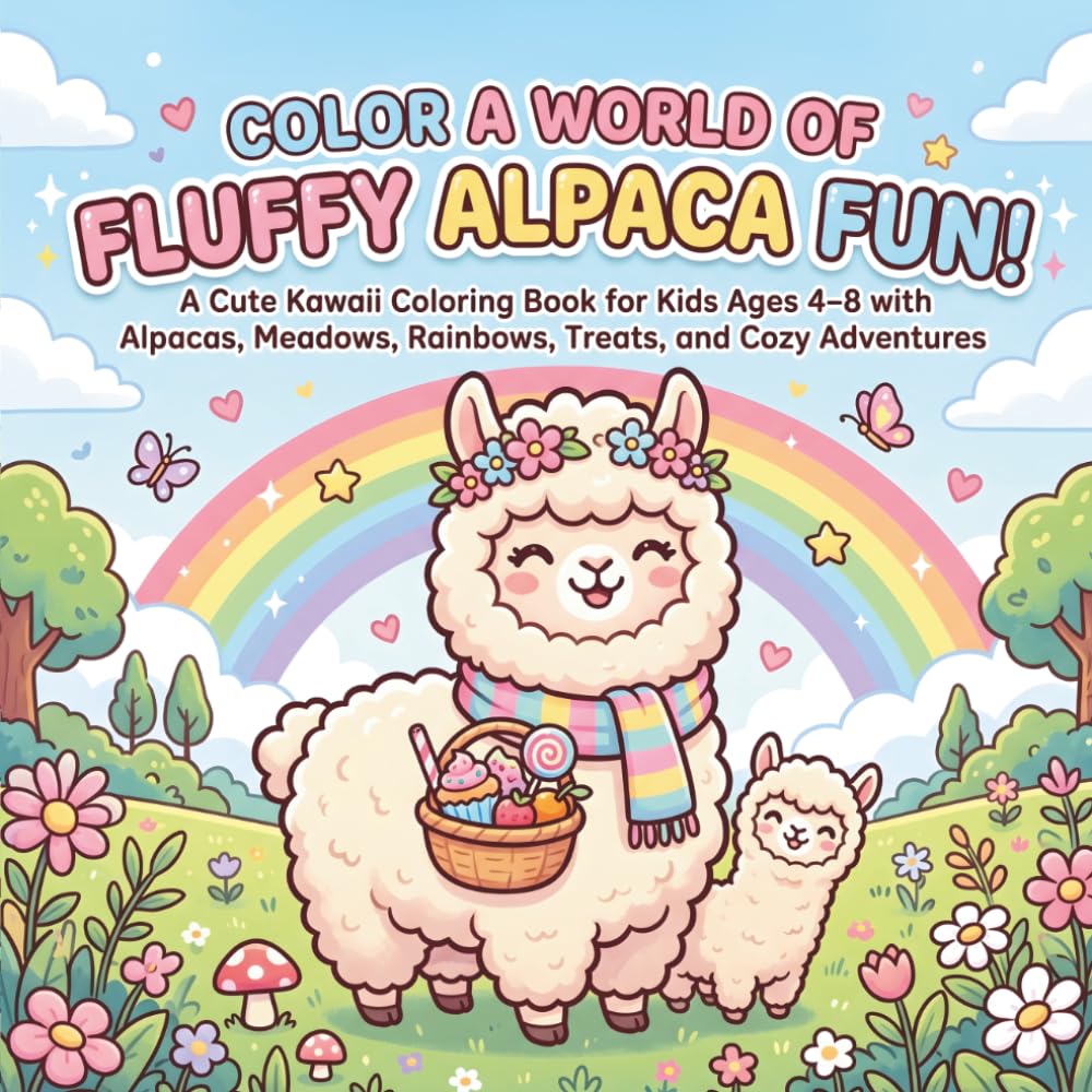 Color a World of Fluffy Alpaca Fun!: A Cute Kawaii Coloring Book for Kids Ages 4–8 with Alpacas, Meadows, Rainbows, Treats, and Cozy Adventures (Color the Cutest Cozy Adventures! Collection)