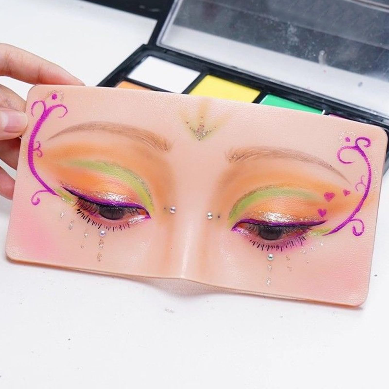 Générique Visage de Mannequin de Maquillage,Aide au Maquillage en Silicone Réutilisable - Planche d'Entraînement pour Yeux - pour Extensions De Cils Fard À Paupières Sourcils