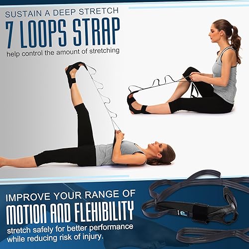 Miniatura 3 de Estirador de Pie y Pantorrilla para Fascitis Plantar, Tendonitis de Aquiles, Espolones de Talón, Pie Caído. Correa de Estiramiento de Yoga para