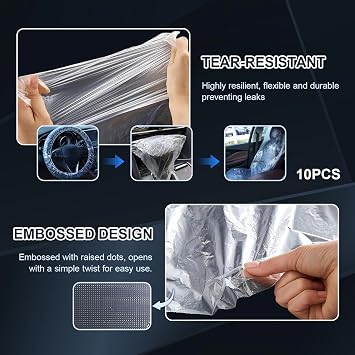 10 Pack Disposable Car Seat Covers, Plastic Transparent Protectors