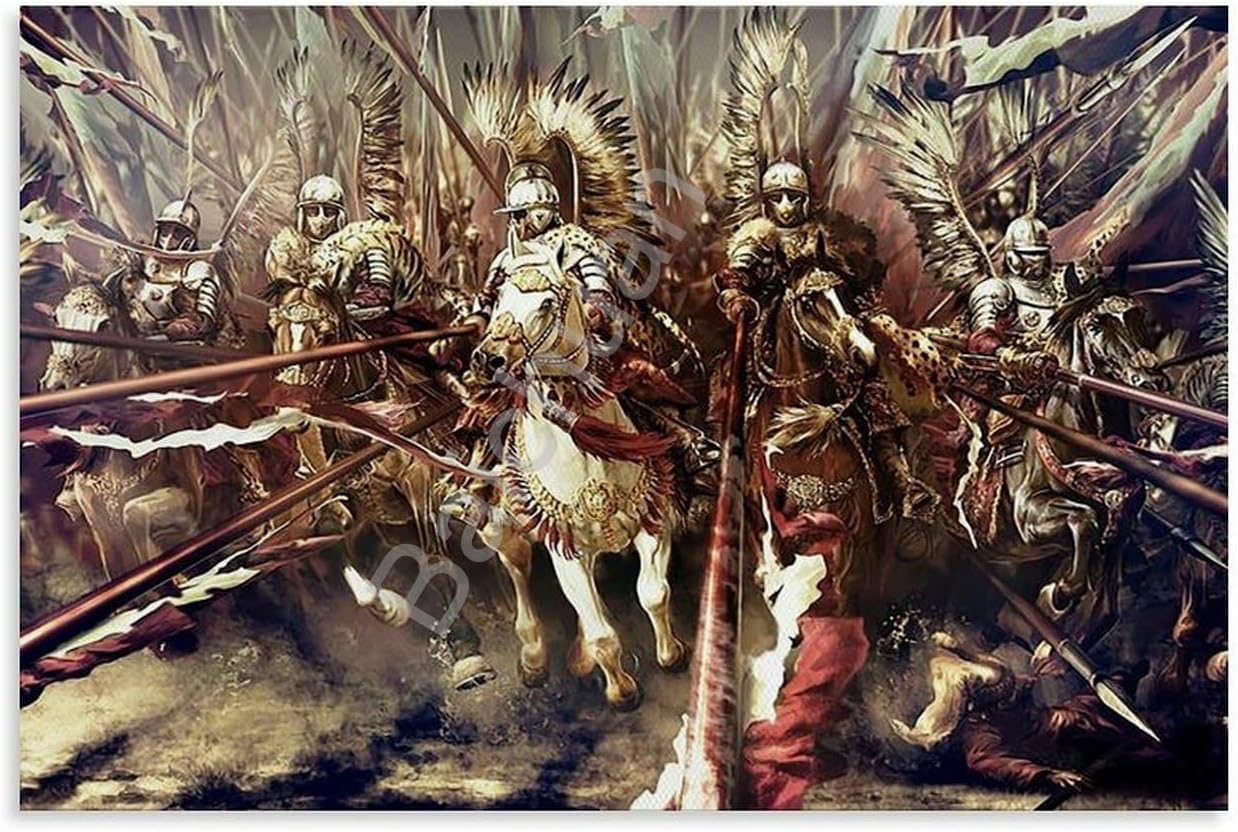 The Winged Hussars Polish Imperial Cavalry Poster (5) Canvas Painting Wall Art Poster for Bedroom Living Room Decor 18x12inch(45x30cm)