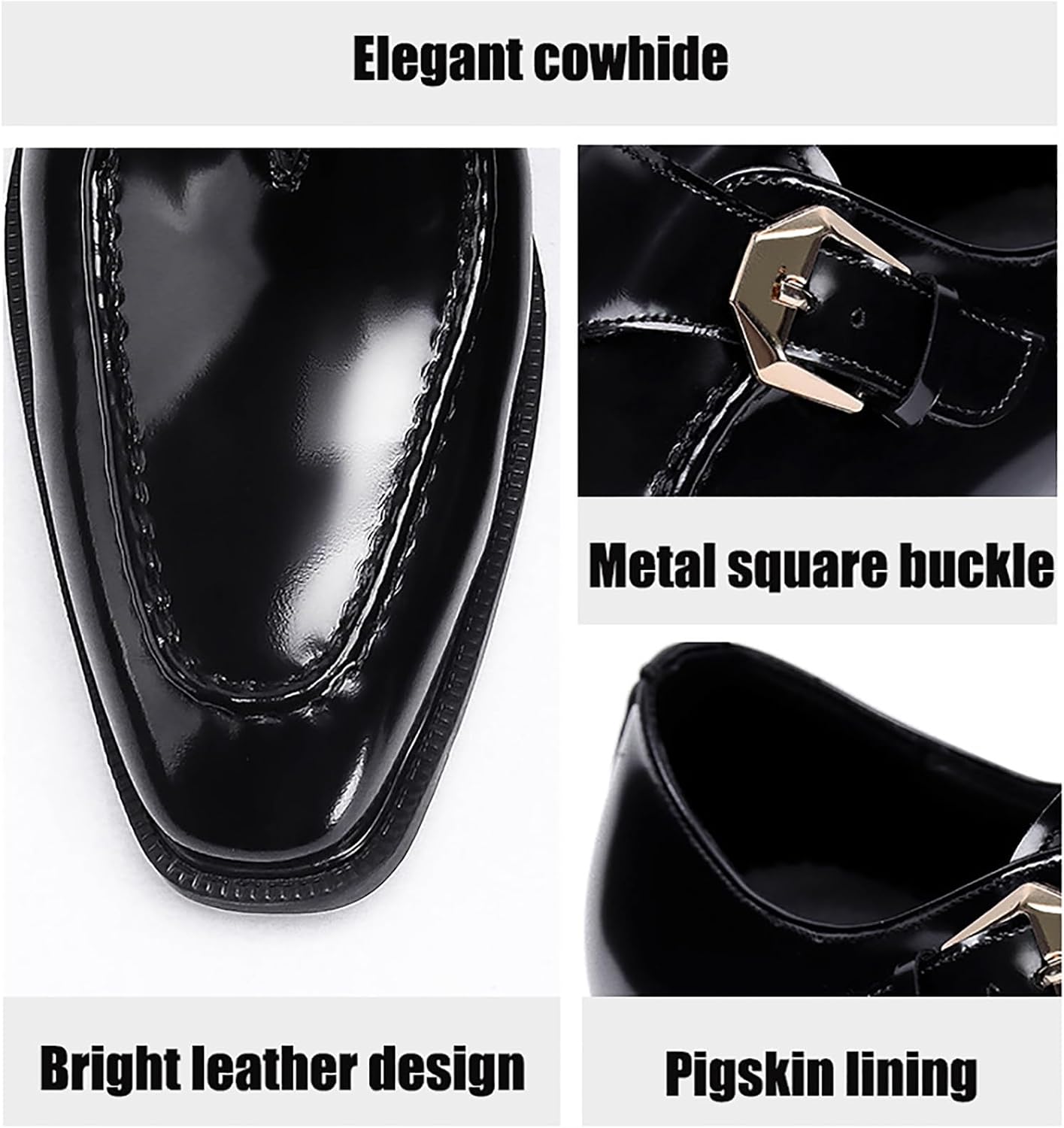 Premium Men's Leather Dress Shoes with Non-Slip Rubber Sole for Business & Casual Wear, Comfortable Office and Wedding Formal Shoes for Men