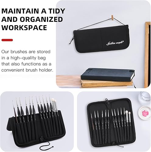 Miniatura 7 de golden maple - Juego de 13 pinceles de pintura en miniatura y pinceles secos para pintura de detalles finos, pintura acrílica, acuarela, óleo,