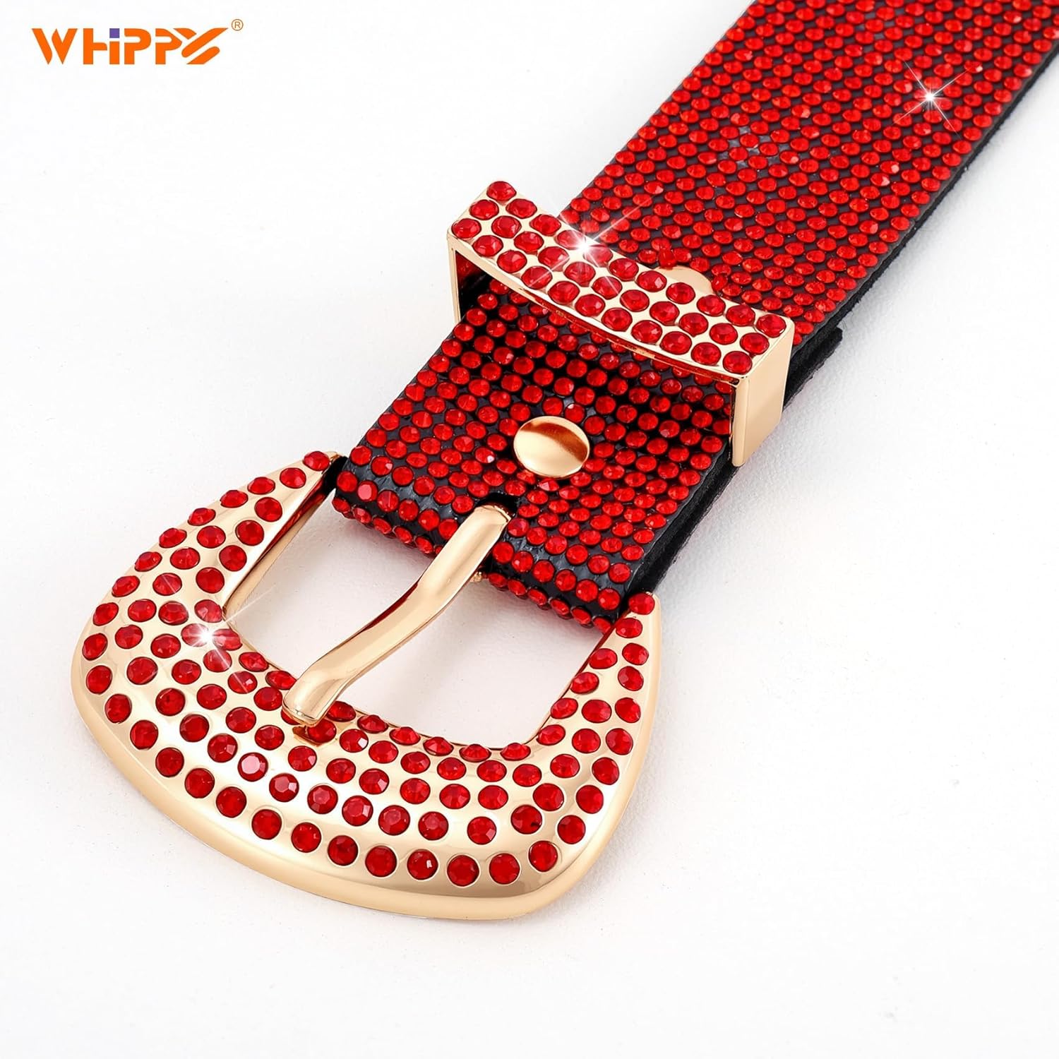 WHIPPY Rhinestones Leather Belts for Women Disco Bling Studded Belt for Jeans Pants Western Cowgirl Shiny Waist Belt - Image 2
