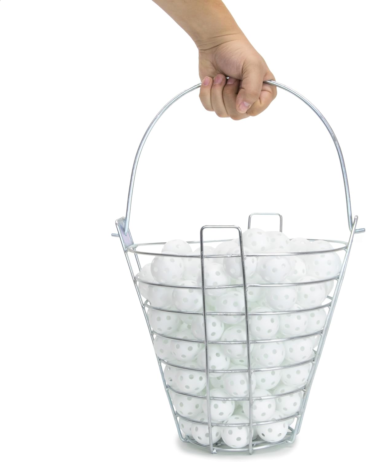 Crown Sporting Goods Range Bucket with 72 Practice Golf Balls: White Polyurethane Plastic Balls with Metal Ball Carrying Container