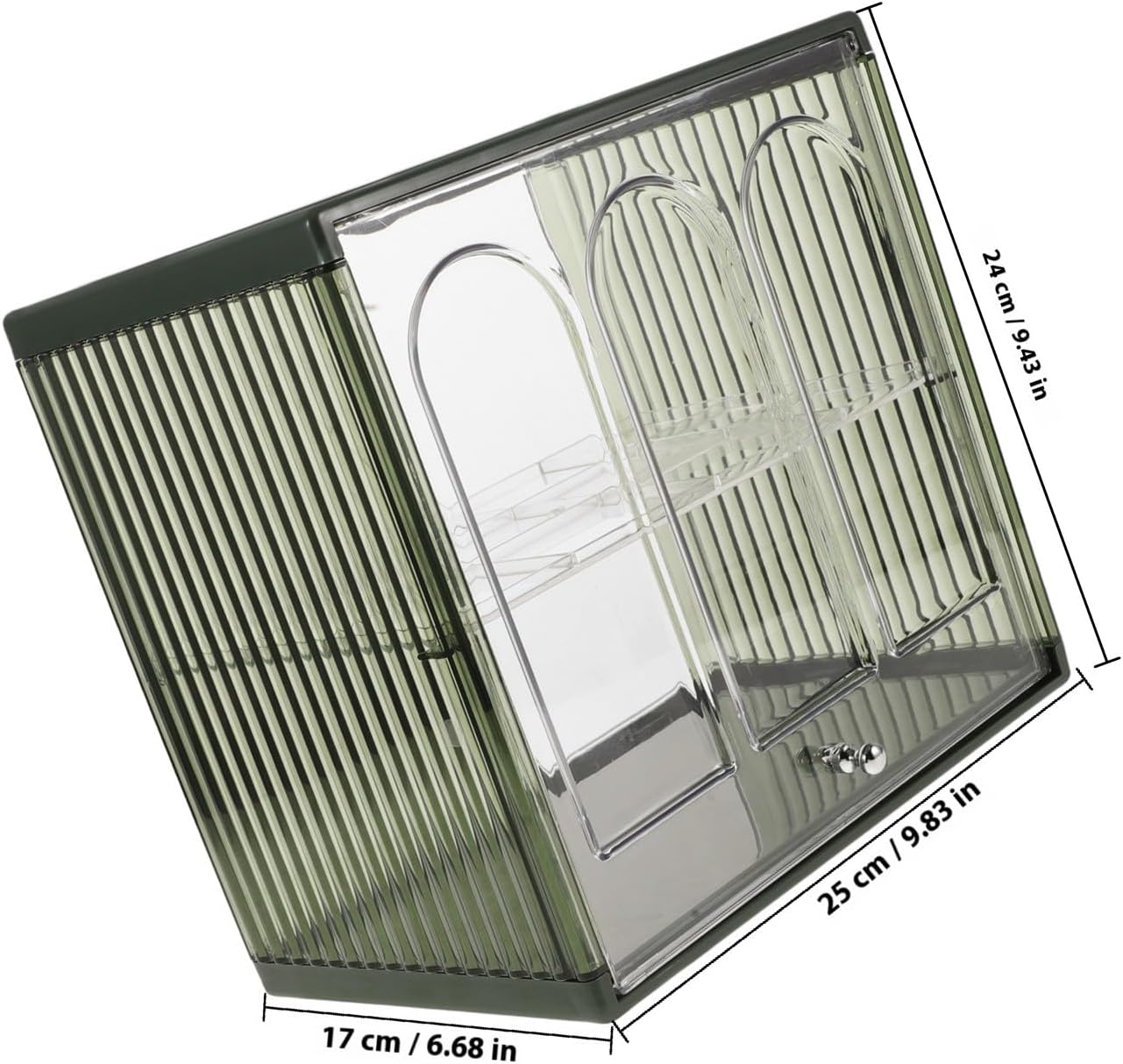 Amosfun Double Layer Bread Box with Window Green Bread Organizer for Kitchen Countertop Storage