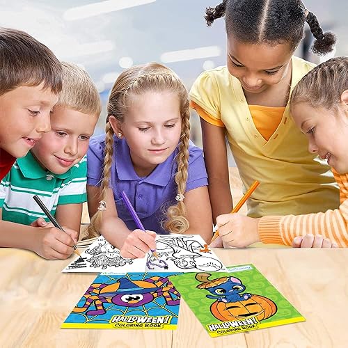Miniatura 4 de ArtCreativity Mini libros para colorear de Halloween para niños, paquete de 12 folletos de 5 × 7 pulgadas, recuerdos sin dulces, premios de aula,