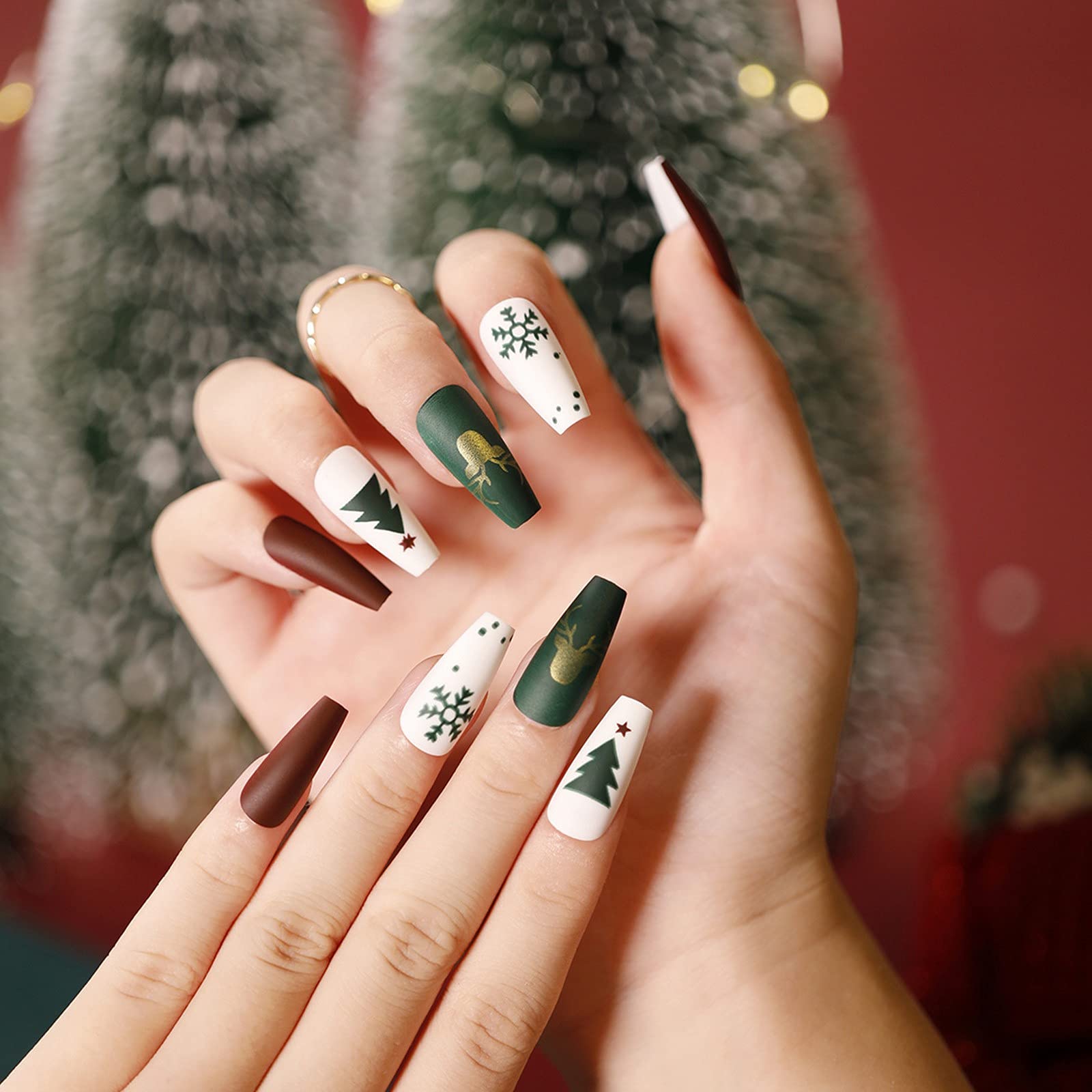 Amazon.com: XUANQI Nightmare Before Christmas Nail Decals Christmas Santa  Elk Christmas Tree Design Waterproof Detachable False Nail Patch(1Ml Glue)  Christmas Press On Nails : Beauty & Personal Care