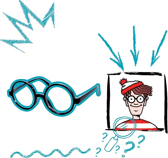 Wheres Waldo Costume Round Glasses, Black Cosplay Eyeglasses for All Ages