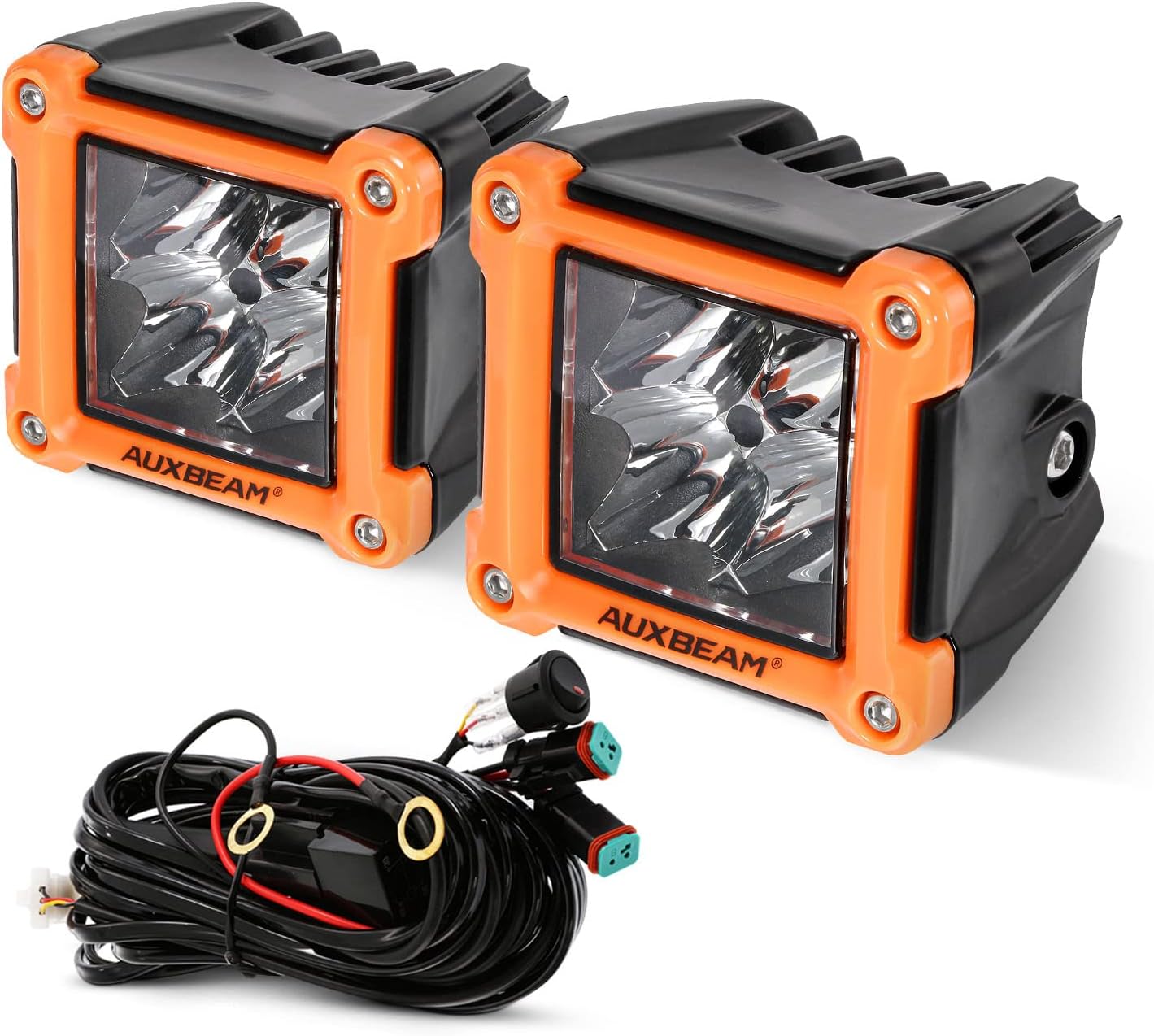 Auxbeam 3 Inch LED Light Bar 2Pcs 40W Hyper Spot Light 4800LM Offroad Light Cube LED Pods Driving Light Off Road Lights with DT Connector for Pickup Truck Jeep Ford ATV Boat : Automotive