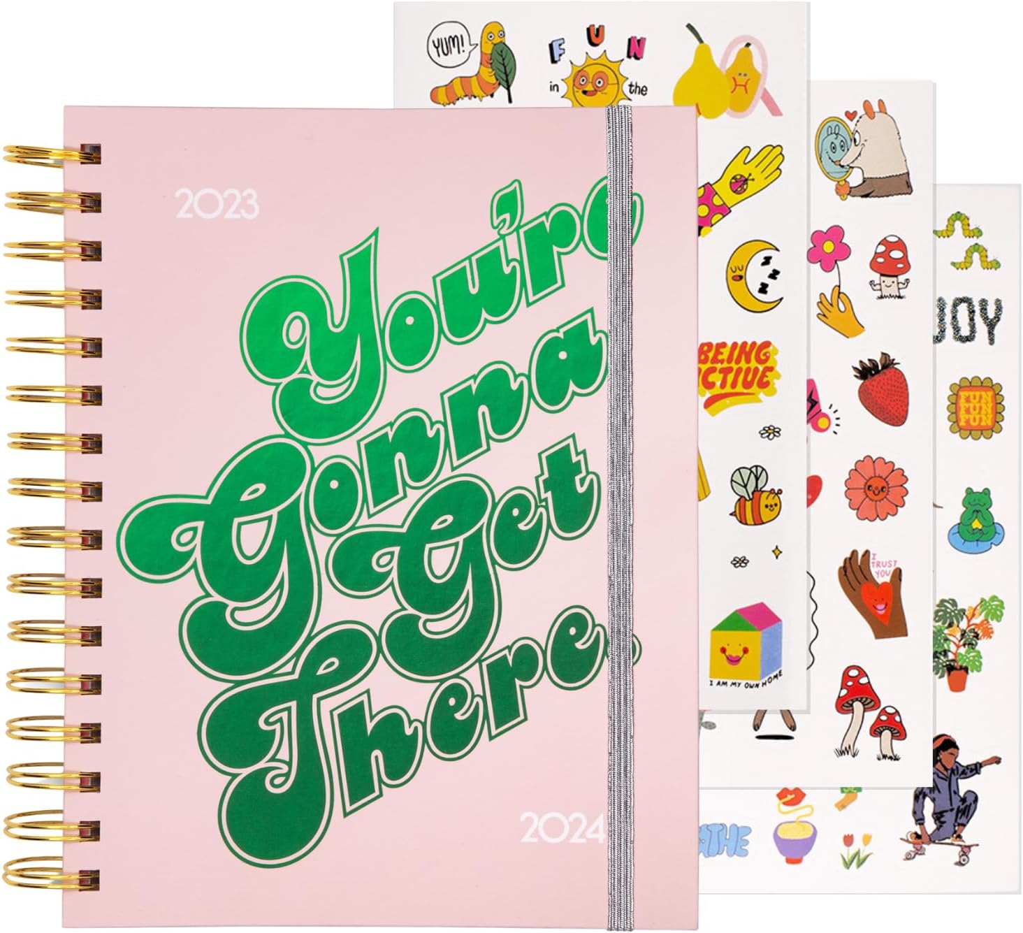 ban.do Daily Planner 2023-2024, Medium Weekly Planner Dated August 2023 - December 2024, Hardcover Self Care Journal, Spiral Planner with Stickers, & Pockets, You're Gonna Get There