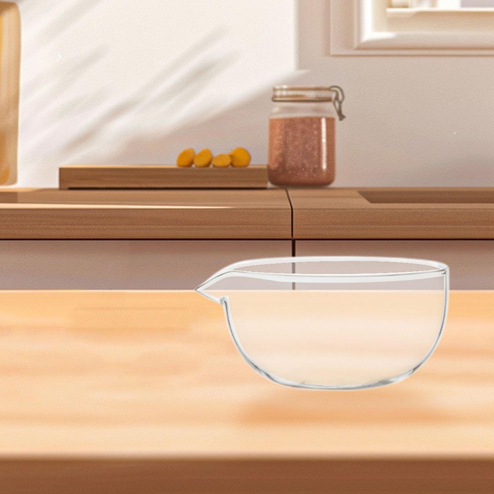 Glass Matcha Bowl Green Tea Ceremony Bowl with Pouring Spout Multifunctional Transparent Matcha Mixer for Soup Porridge Salad, 300ML