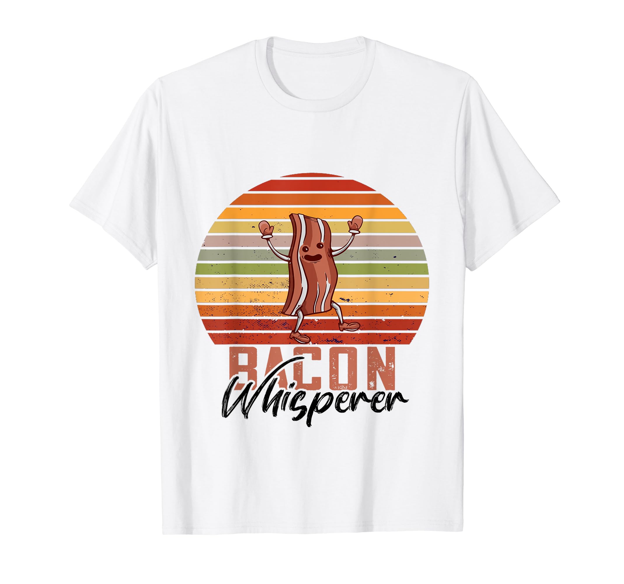 Funny Meat Strip Breakfast Food LoversRetro Bacon Lover Crispt Breakfast Strips Bacon Whisperer T-Shirt