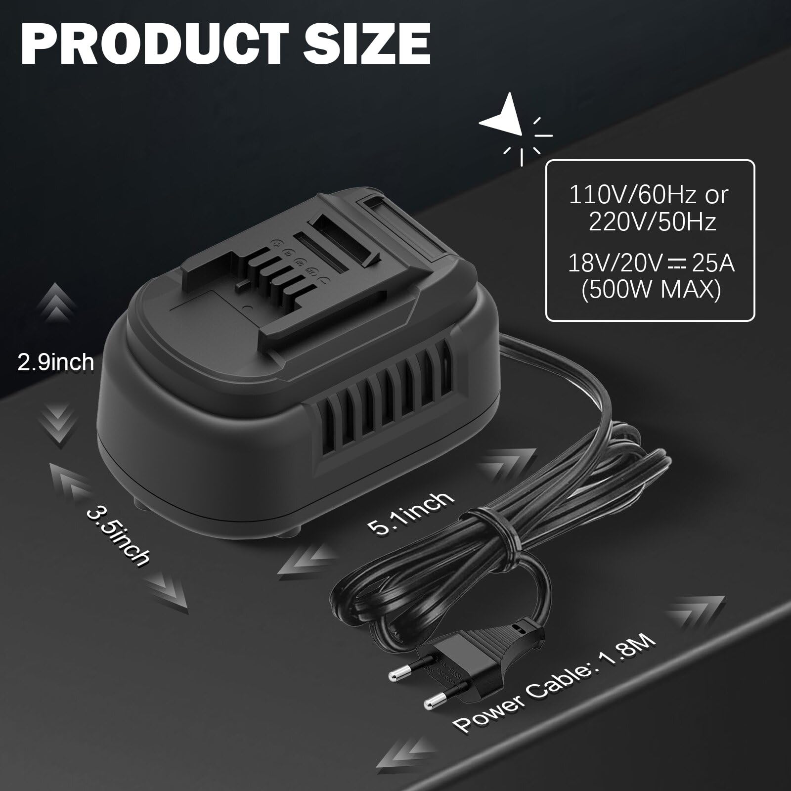 Convertidor CC de 500 W para herramientas Einhell 18 V | Adaptador de corriente CC de 110 V a 18 V CA, adaptador para herramientas de batería Einhell de 18 V.