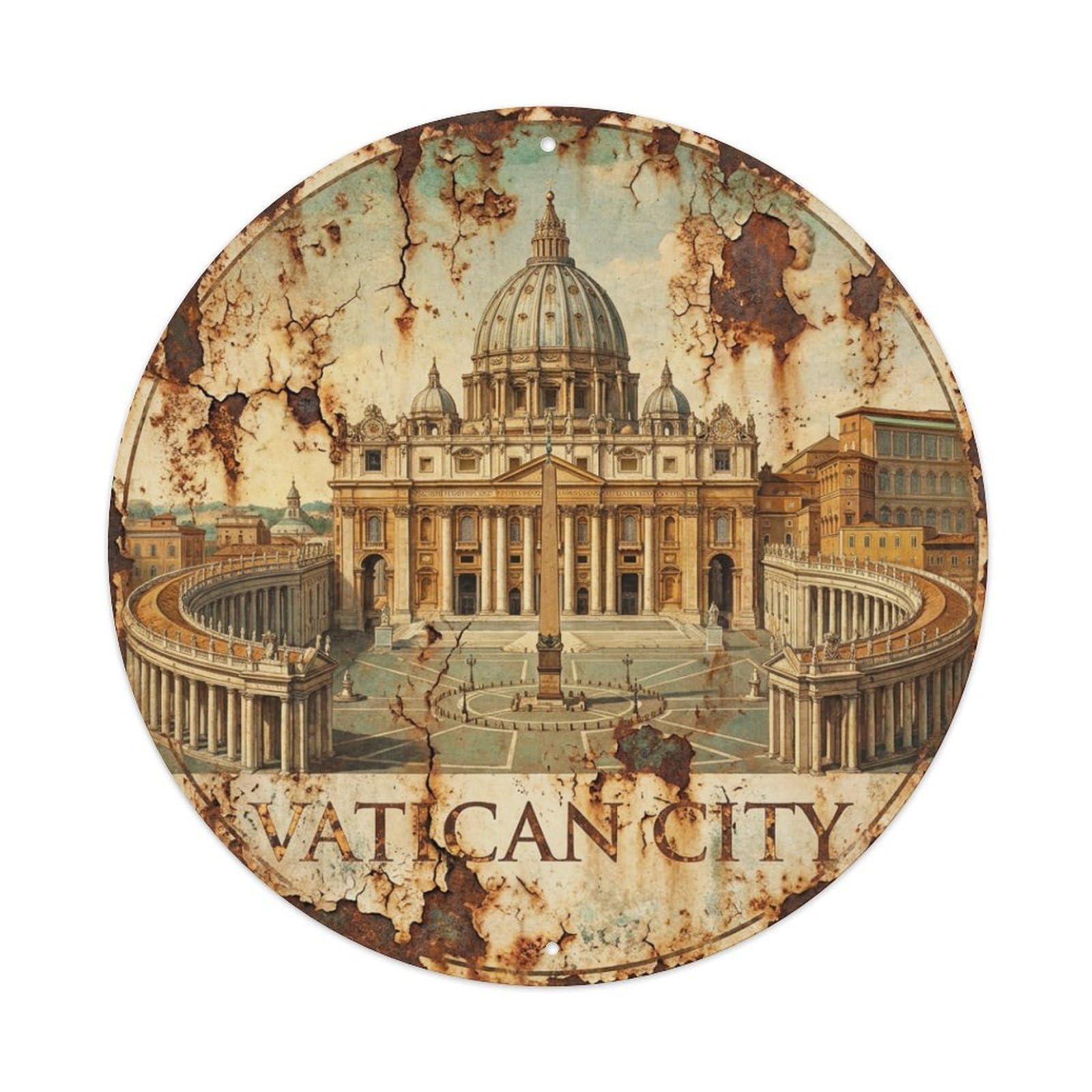 Vintage Travel Vatican City Metal Tin Sign