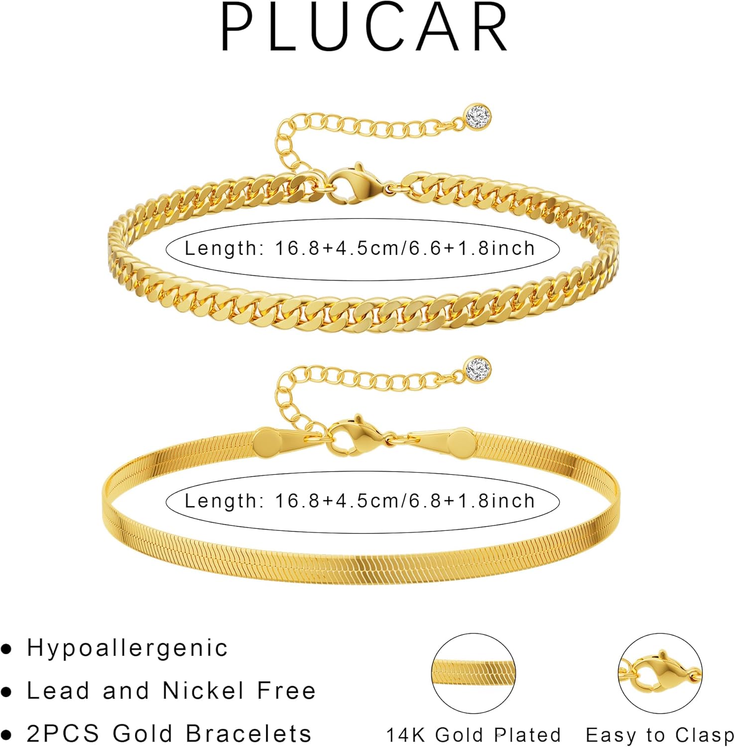 Gold Bracelets for Women, 14K Gold Plated/Silver Womens Bracelets Dainty Layered Gold Cuban Link Chain Bracelets for Women Trendy Chunky Stackable Gold Bracelet Set Jewelry Gift - Image 7