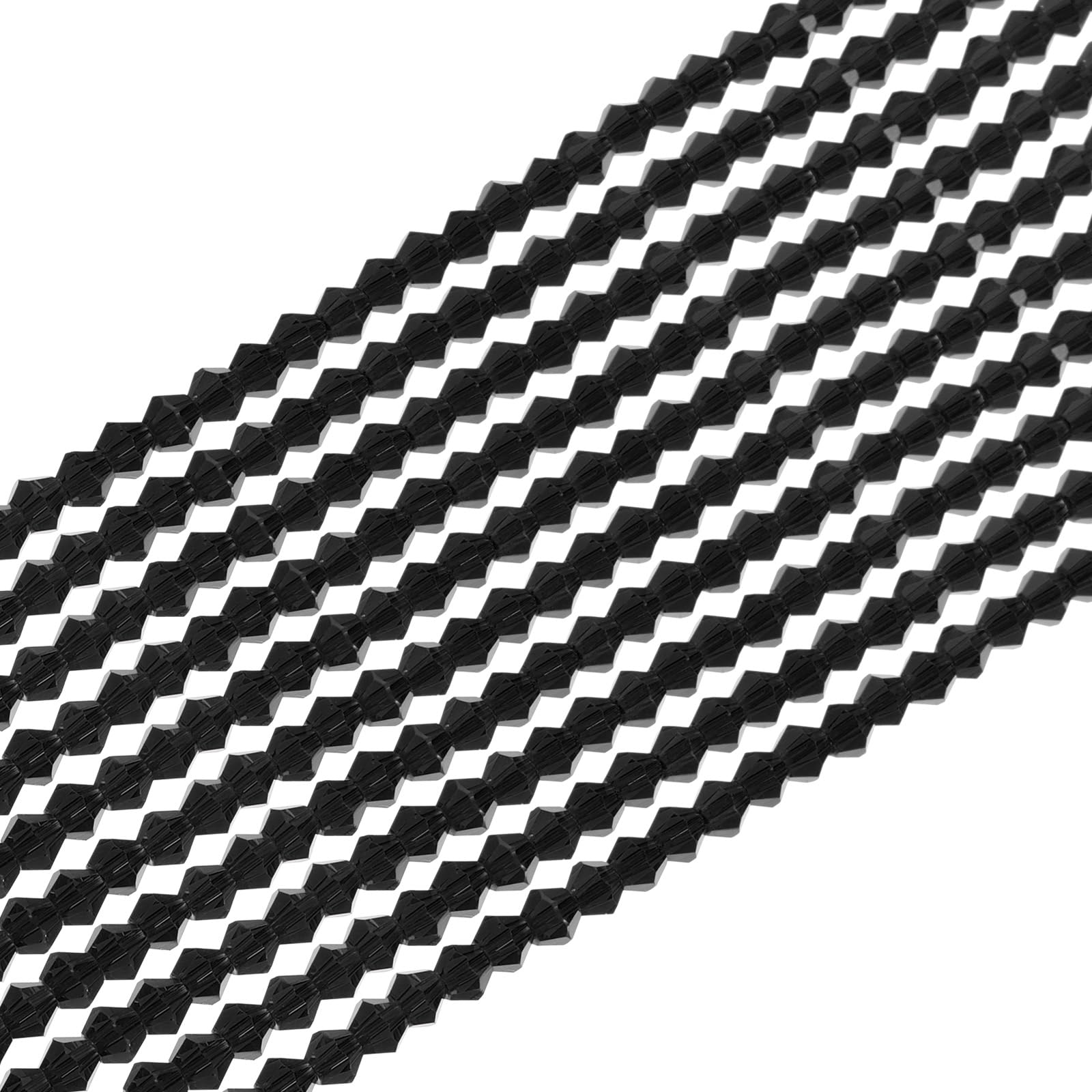 PATIKIL 10 Strands 4mm Bicone Crystal Glass Beads, 840 Pcs Rondelle Faceted Crystal Beads Charms Bulk for Jewelry Making Earrings Bracelets DIY Craft, Black