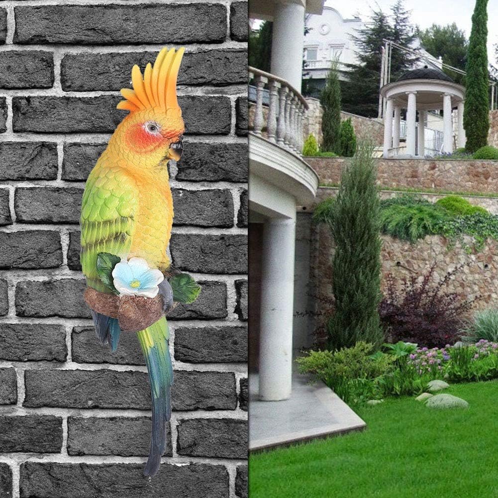 オウムの装飾、オウムの形をした庭の彫像屋外装飾樹脂シミュレーションオウムのオーナメントヤードアートデコレーション鳥の彫刻芝生の庭の風