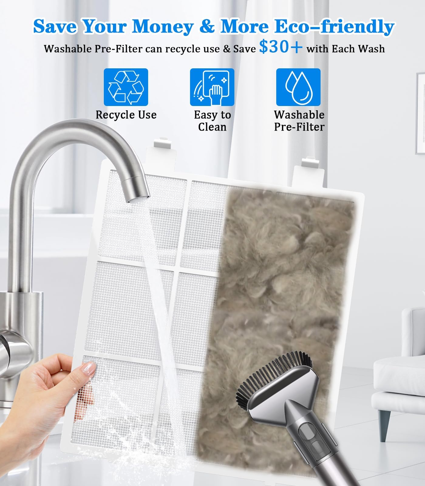 Air Purifier,FRESHDEW Smart WiFi Air Purifiers for Home with H14 HEPA and Activated Carbon Filter, Removes 99.99% of Dust,Odors,Smoke,and Pet Hair Covers up to 2300 Sq.Ft, Quiet and Energy Efficient