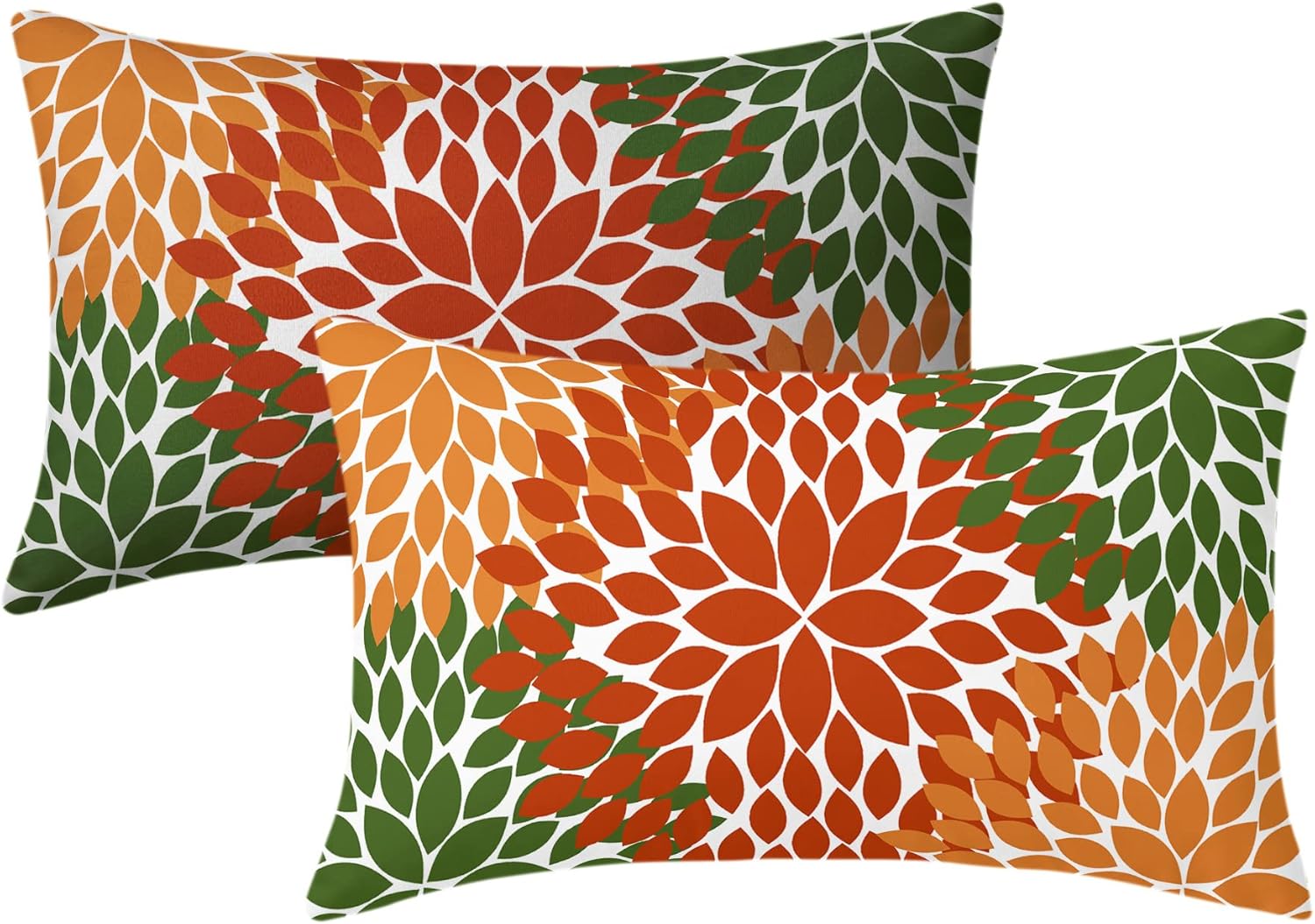Kawani Orange Sage Green Pillow Covers 12x20 in Dahlia