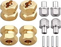 Vista 1 de Buje hexagonal RC de 0.472 in, ruedas de latón, concentradores hexagonales, adaptador de unidad hexagonal, espaciadores para 1/10 RC Crawler Axial