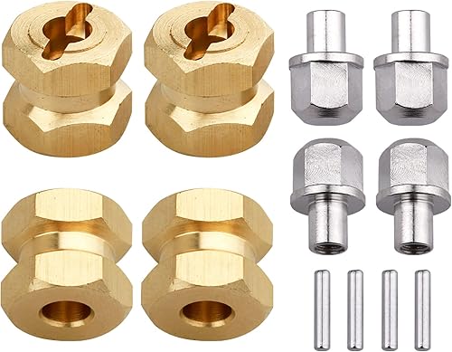 Vista 13 de Buje hexagonal RC de 0.472 in, ruedas de latón, concentradores hexagonales, adaptador de unidad hexagonal, espaciadores para 1/10 RC Crawler Axial
