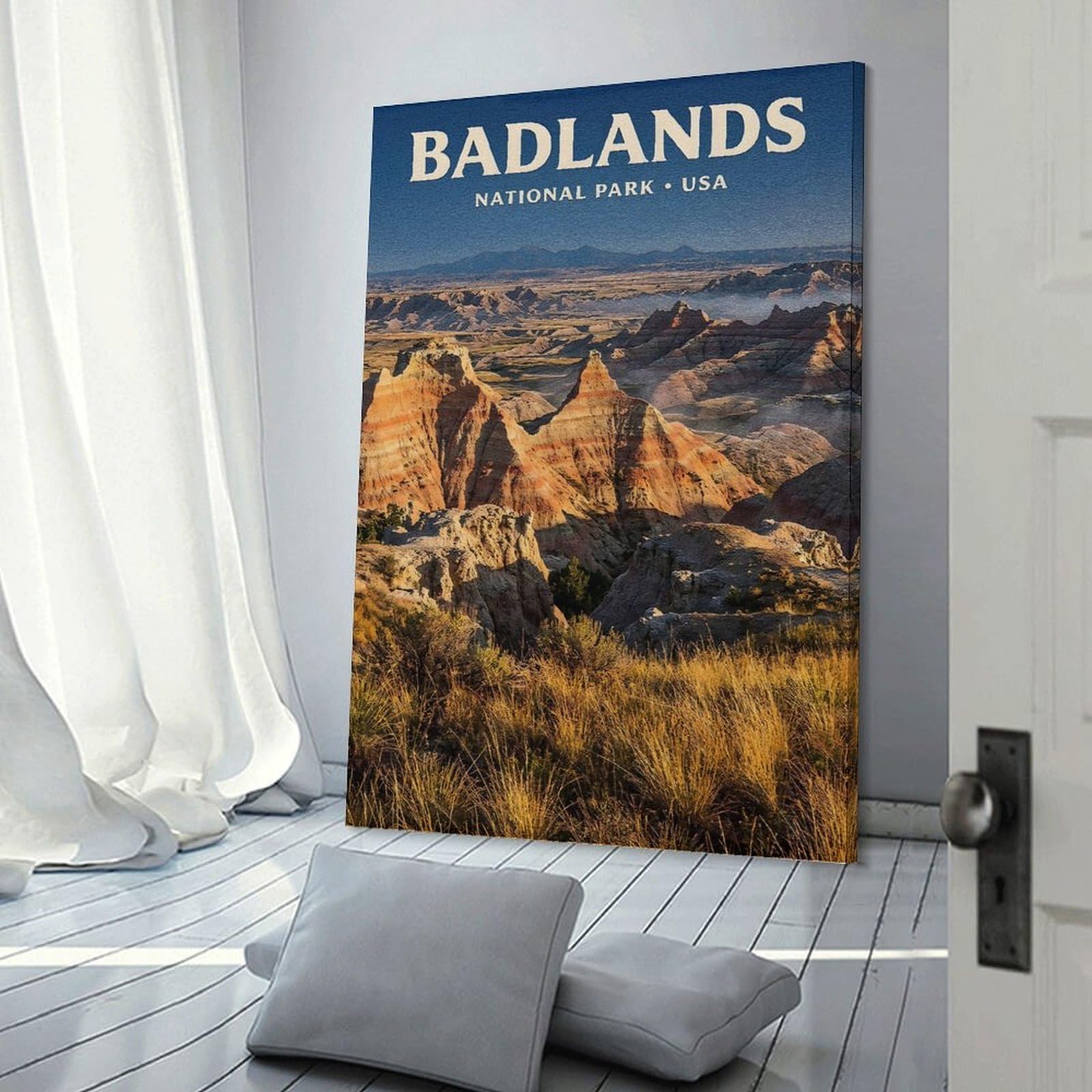 Junmoney Badlands National Park Travel Hanging Wall Art, 20x30inch(50x75cm), for Home Walls, Creative Rooms Or Shared Spaces, A Flexible Wall Accent for Shared Spaces