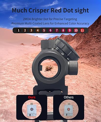 Miniatura 4 de Beileshi - Mira de punto rojo, mira de punto rojo compacta de 4 MOA para rifle con soporte de alza de 1 pulgada