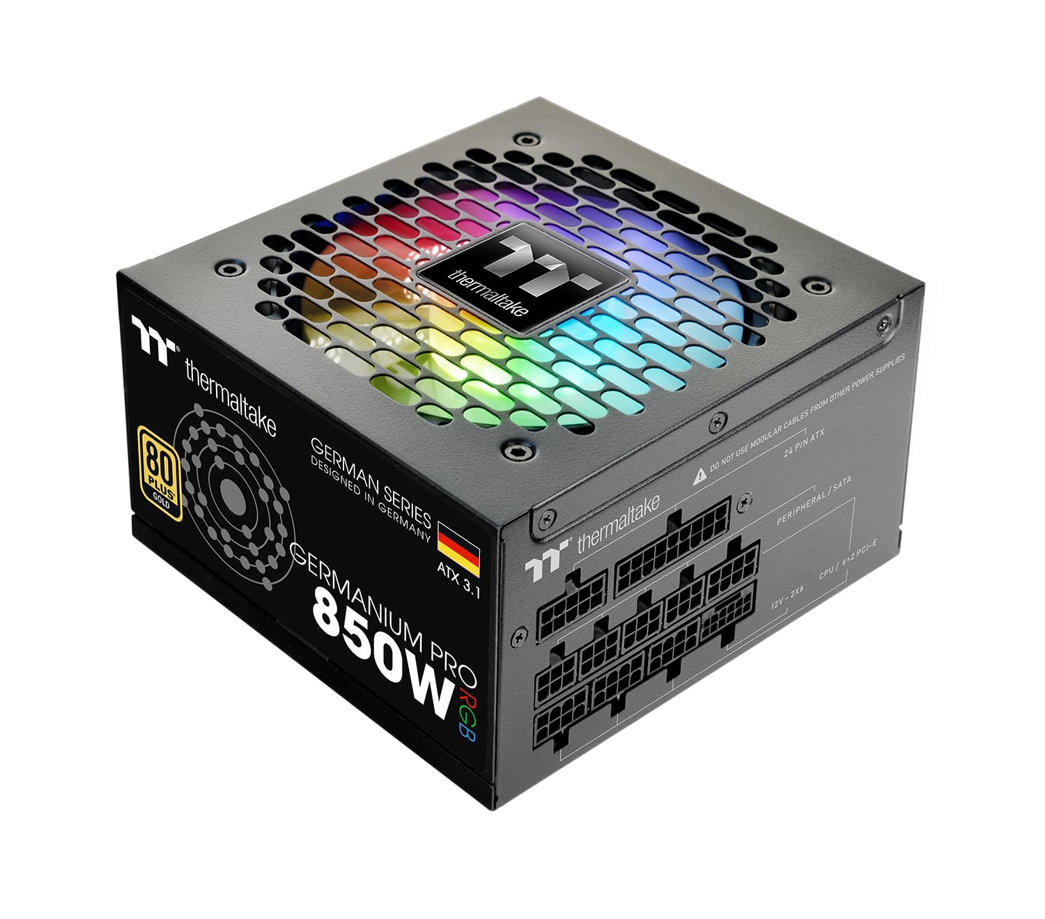 Thermaltake Germanium Pro 850W Netzteil | RGB | ATX 3.1 | Gen 5.1 12V-2x6 | Ultra-Quiet Smart Zero Lüfter | 80Plus Gold | Modular | 5 Jahre Garantie