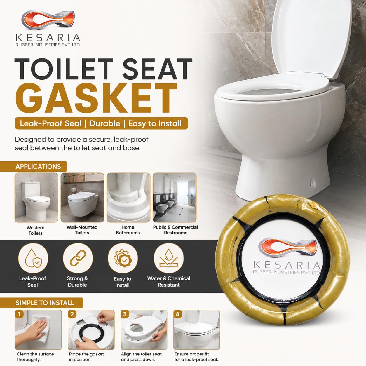 KESARIA Toilet Wax Ring with Flange β Universal Fit | Leak-Proof Toilet Seal for Floor-Mounted WC | Heavy-Duty Wax Gasket for Drain Pipe Installation | Easy Install Plumbing Repair Kit 1