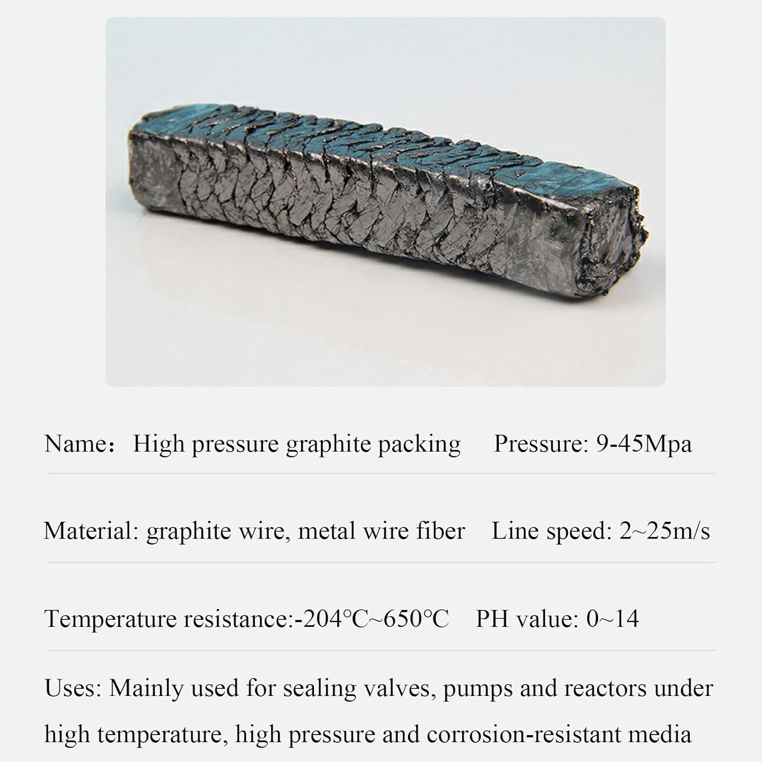 Flexible Graphite Braided Packing, Expanded Flexible Graphite Braided Packing 2m 24-30mm Square for Pump(25mmx25mmx2m)