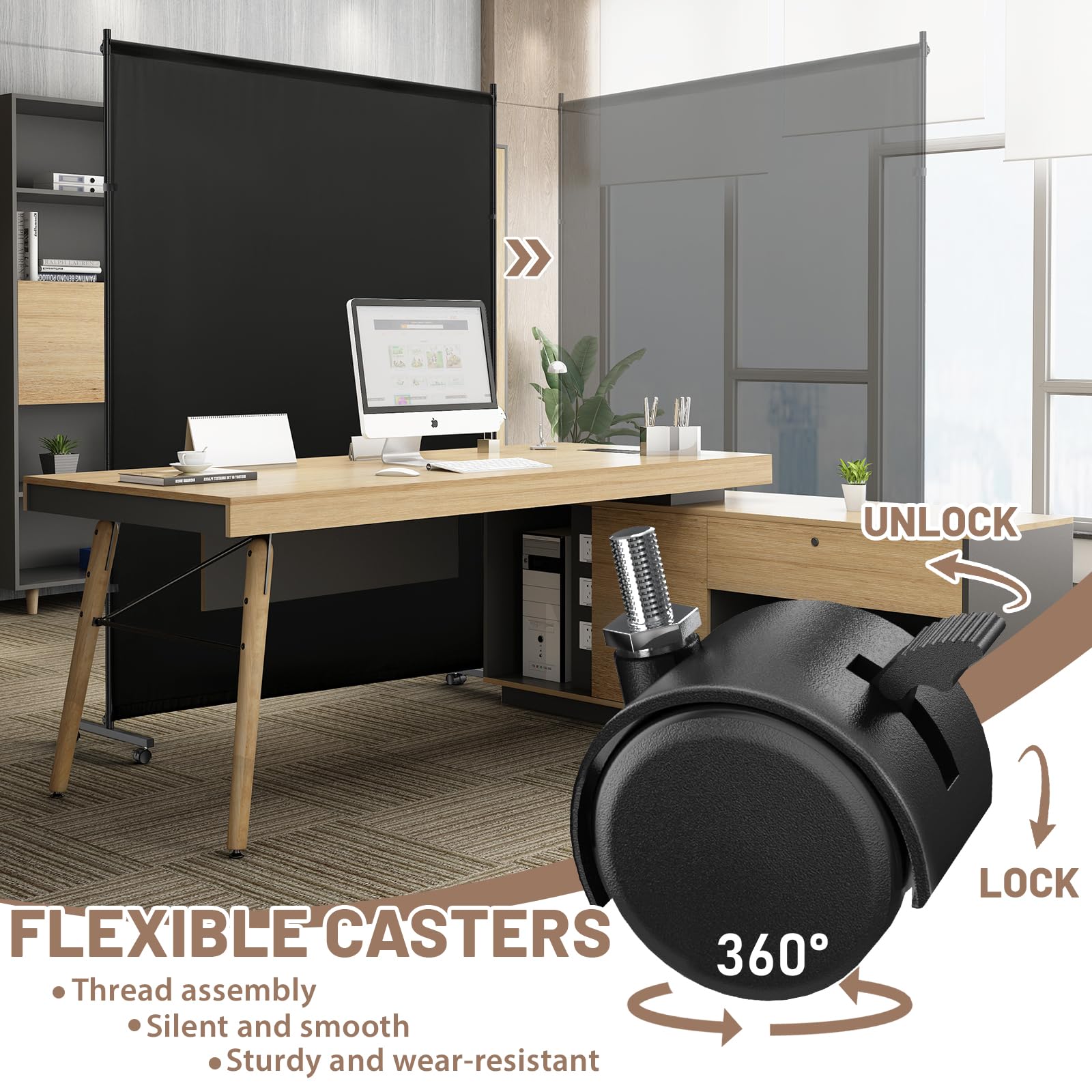 Single Panel Room Divider with Caster Wheels Gallery Image