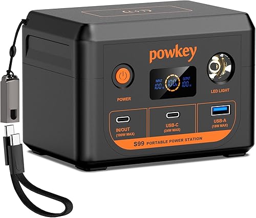 Miniatura 9 de powkey Estación de energía para portátil 30000mAh 100W Cargador portátil PD 3.0 Carga rápida 96Wh LiFePO4 Banco de energía con cable USB-C, batería