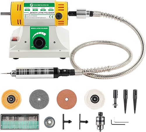 YUCHENGTECH Pulidora de torno de banco Pulidora de joyería Pulidora de pulido Mini Banco Pulidor de torno eléctrico Pulidor de torno eléctrico 110V