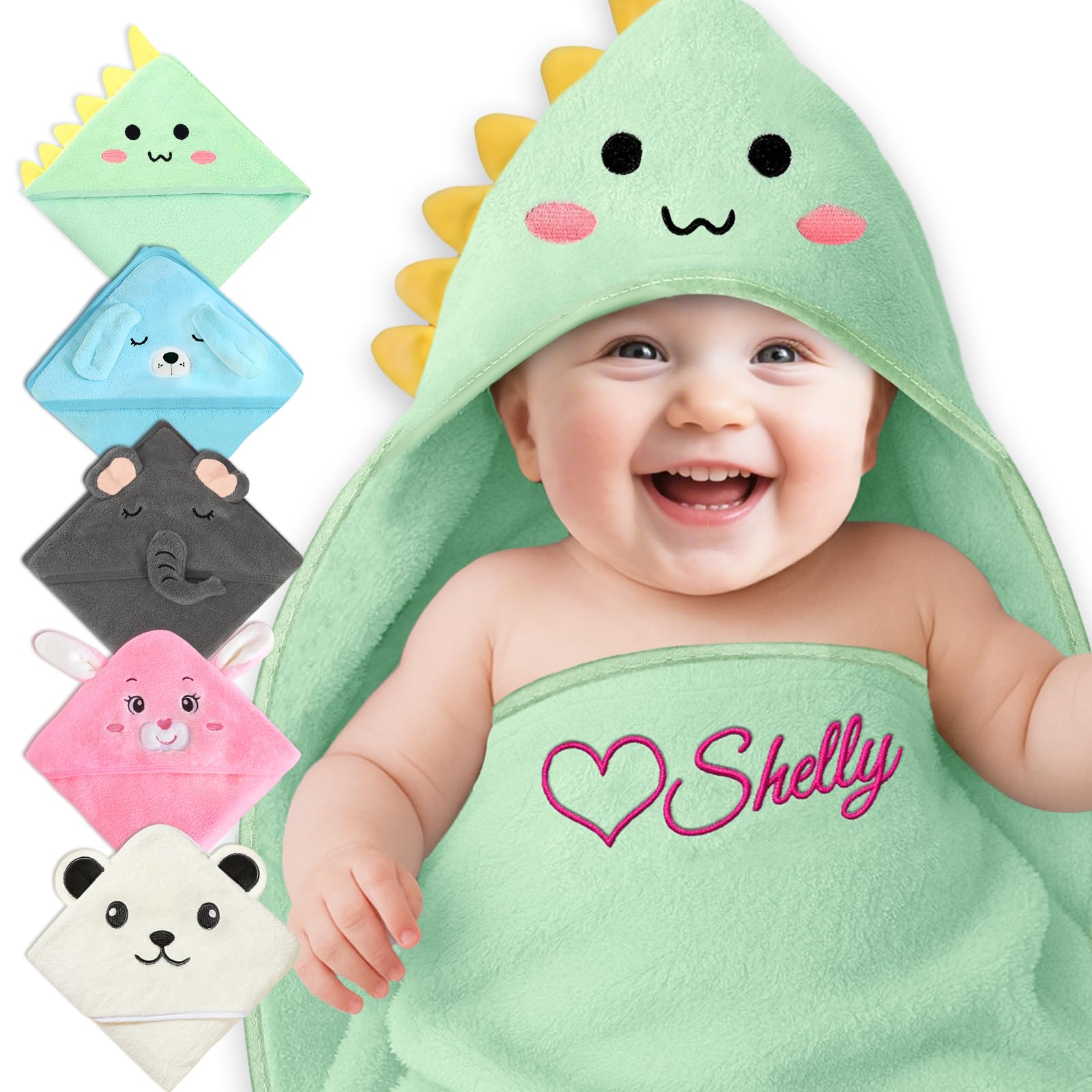 Personalized Baby Towels Hooded with Name Custom Toddler Towel Bath Swaddle Blanket with Hood for Girl Boy Customized