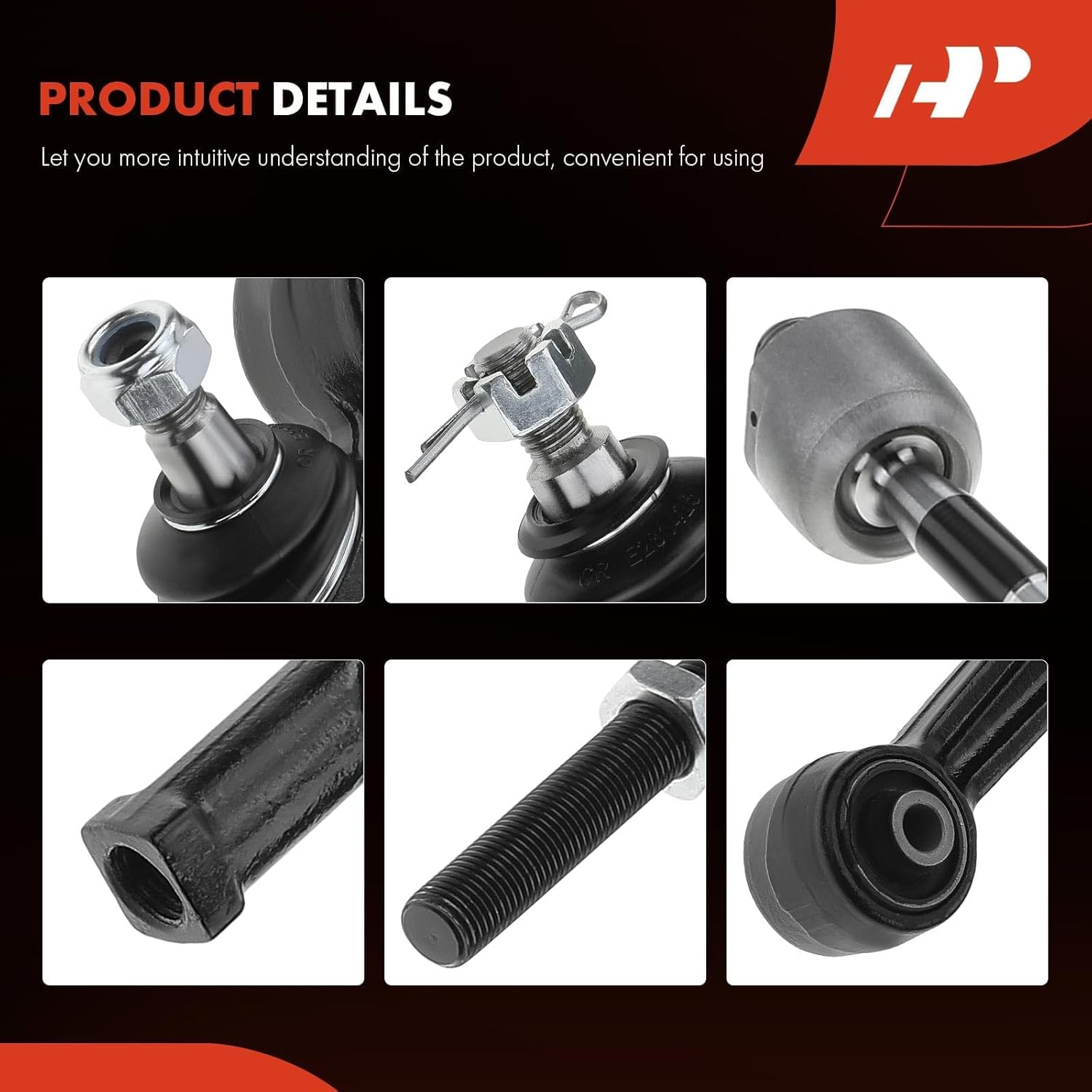 A-Premium Set of 6, Front Lower Forward Control Arm, Inner Outer Tie Rod End, Compatible with Dodge Avenger 95-00, Chrysler Sebring 95-00, Mitsubishi Eclipse 95-99, Galant 94-98, Eagle Talon 95-98