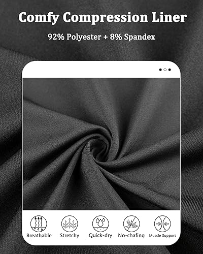 Vista 5 de SILKWORLD Traje de baño para hombre con forro de compresión, 2 en 1, de secado rápido, con bolsillos con cremallera